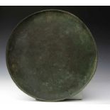 Indonesia, Java, bronze ceremonial dish, talam, 14th-15th century, with central incised pattern of a