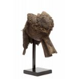 Mali, Bamana, helmet mask, initiation mask, komo, round mask with faceted and tapering open beak,