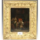 Hollandse school, 19e eeuw Interieur met figuren board, 19 x 15 cm. [1]