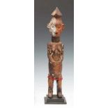 DRC., Yaka, standing double figure, male and female figure with conical hairdress, faces painted