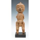 Nigeria-Cameroon, possibly Tiv, standing male figure with enlarged round head with scarification's