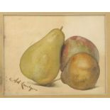 Adolf Levolger (1869-1952) Twee stillevens met peren twee aquarellen, gesign., 1890, 15 x 20 cm. [2]