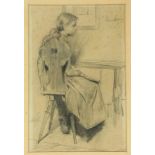 Nicolaas van der Waay (1855-1936) Meisje op een stoel houtskool, gesign. r.b., 43 x 28 cm. [1]