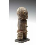 DRC., Ubangi, Zande, standing figure with black-brown encrusted patina, tapered legs, large oval