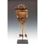 DRC., Salampasu, initiation mask, mukinka, broad facemask with protruding forehead, small tubular