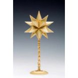 Antique Wunderkammer - Kunstkammer bone and ivory star-dodecachedral form on twisted stem and turned