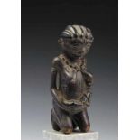 West Africa, Akan, finely carved kneeling maternity, hairstyle in six braids, necklace, armbands,