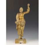 Zuid Europa, gestoken en verguld houten beeld, en nis, 19e eeuw; Klassiek staand mansfiguur/Nis