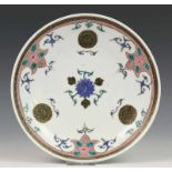 China, porseleinen bord, Yongcheng/Qianlong, met decor van bovenglazuur blauw lotus en bruin-