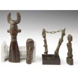 Ogoni, pair of Edan staffs, Mossi, wooden flute, Ivory wooden buste and Dogon, small weathered