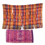 Madura, rectangular ceremonial silk cloth, serapit songket, with supplementary multi coloured floral