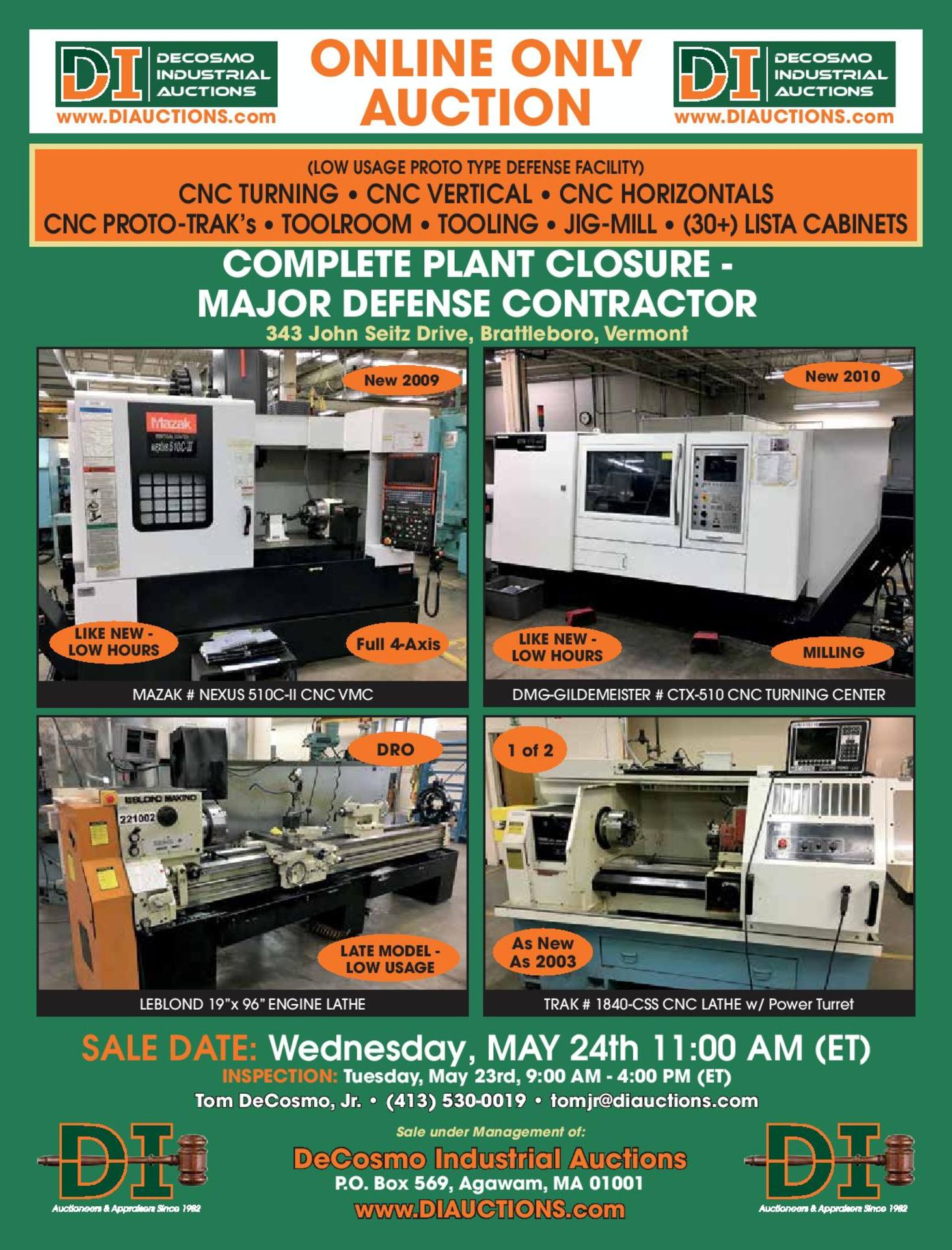 THIS AUCTION IS BEING CONDUCTED ON DeCOSMO INDUSTRIAL AUCTIONS WEBSITE