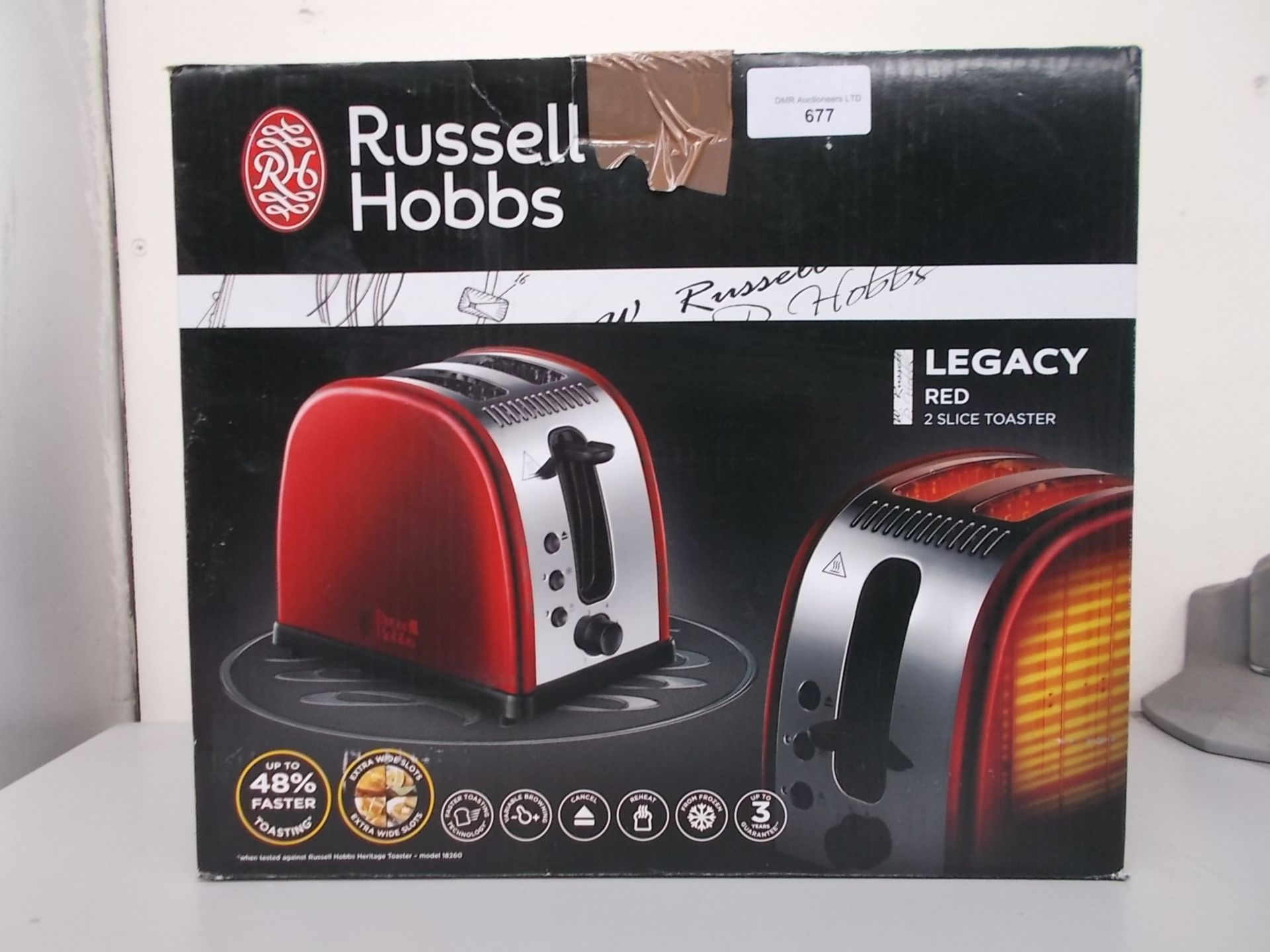 1 BOXED RUSSELL HOBBS LEGACY RED 2 SLICE TOASTER