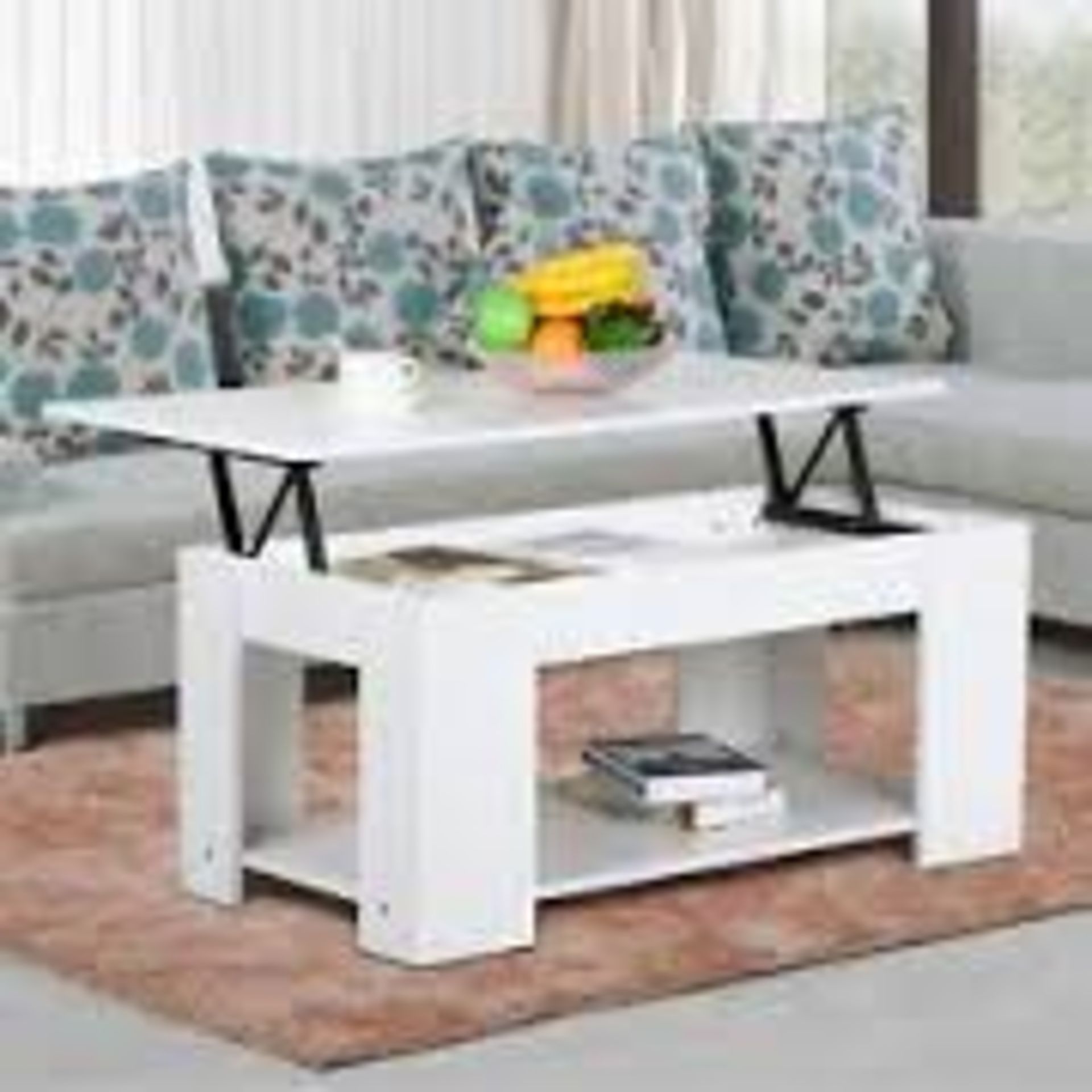 1 BRAND NEW BOXED KIMBERLEY WHITE LIFT UP COFFEE TABLE