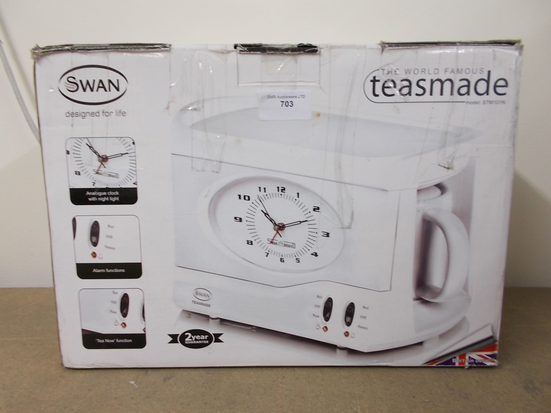 1 BOXED SWAN STM101N TEASMADE WITH CLOCK, DIMMABLE NIGHT LIGHT, ALARM AND TEA NOW BUTTON