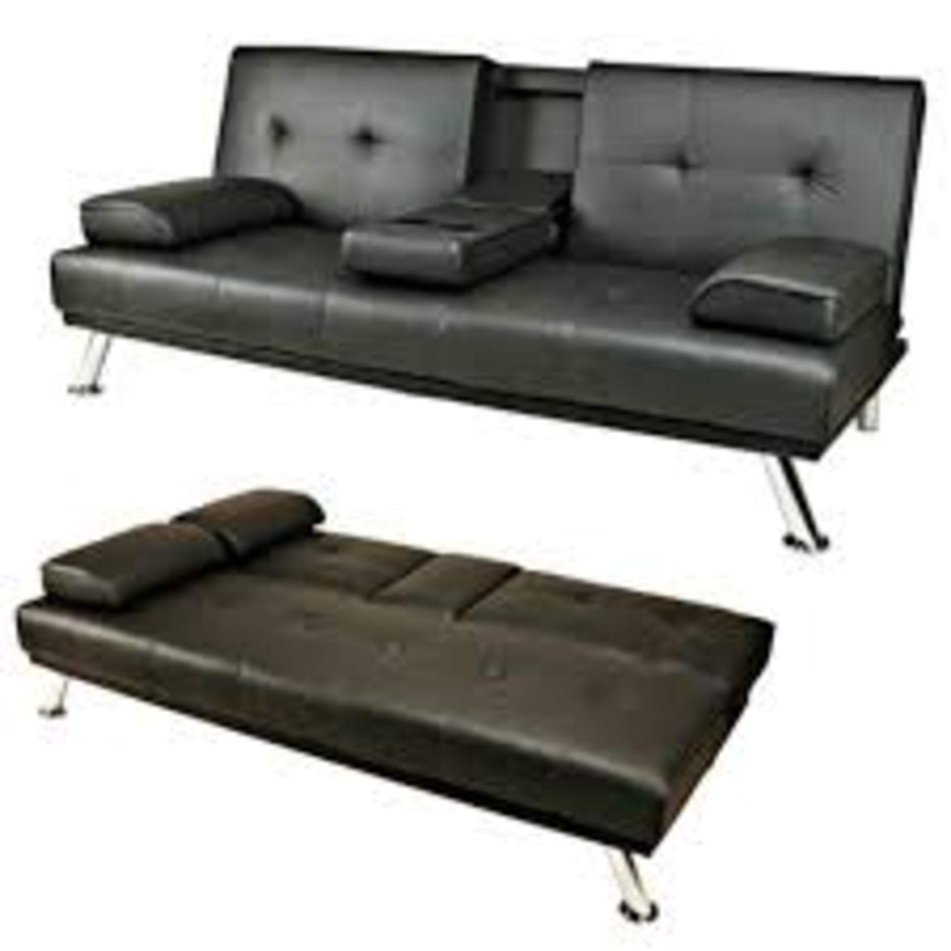 1 BRAND NEW BOXED COMO BLACK FAUX LEATHER SOFA BED