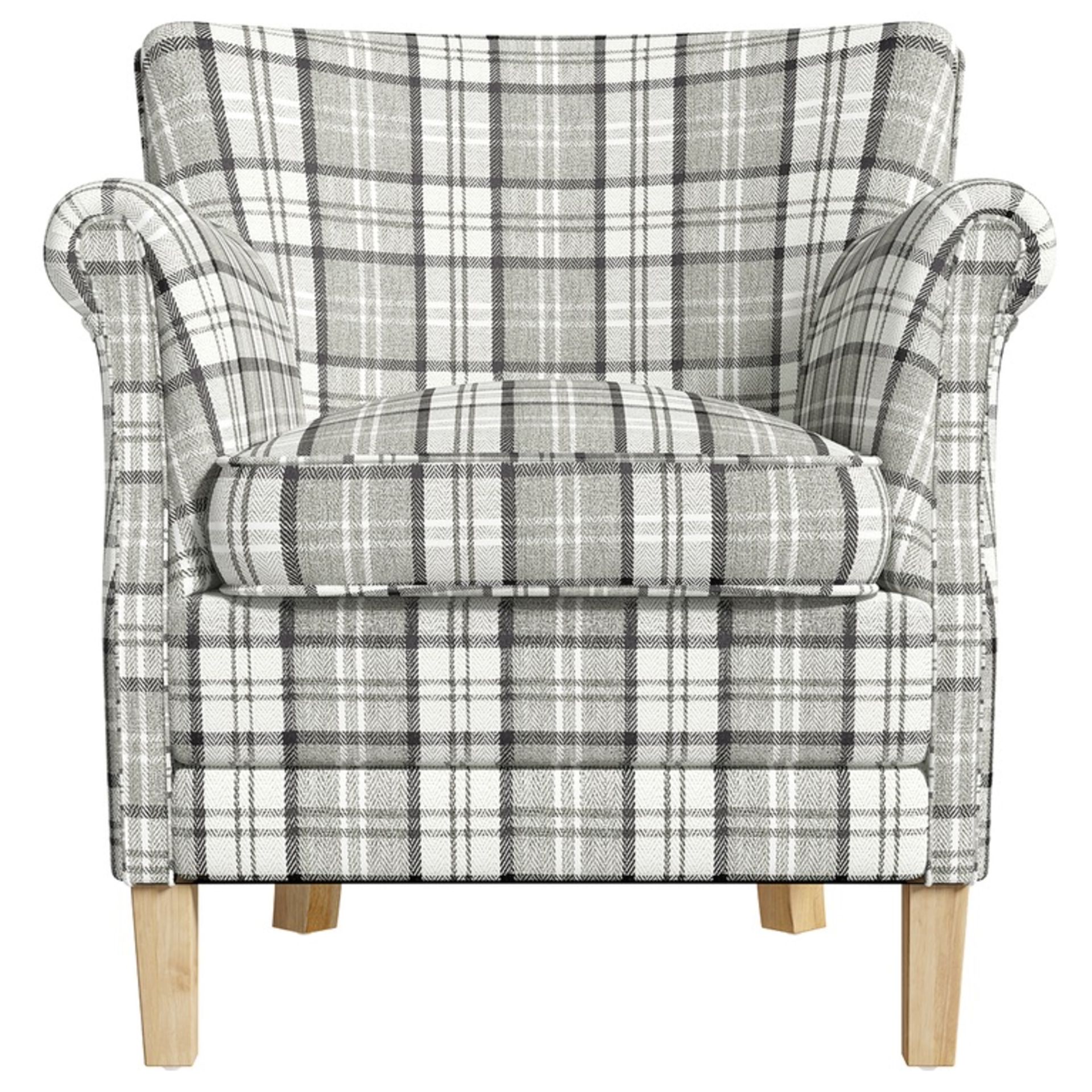 1 BRAND NEW BOXED COUNTY ARMCHAIR IN GRAPHITE CHECK FABRIC