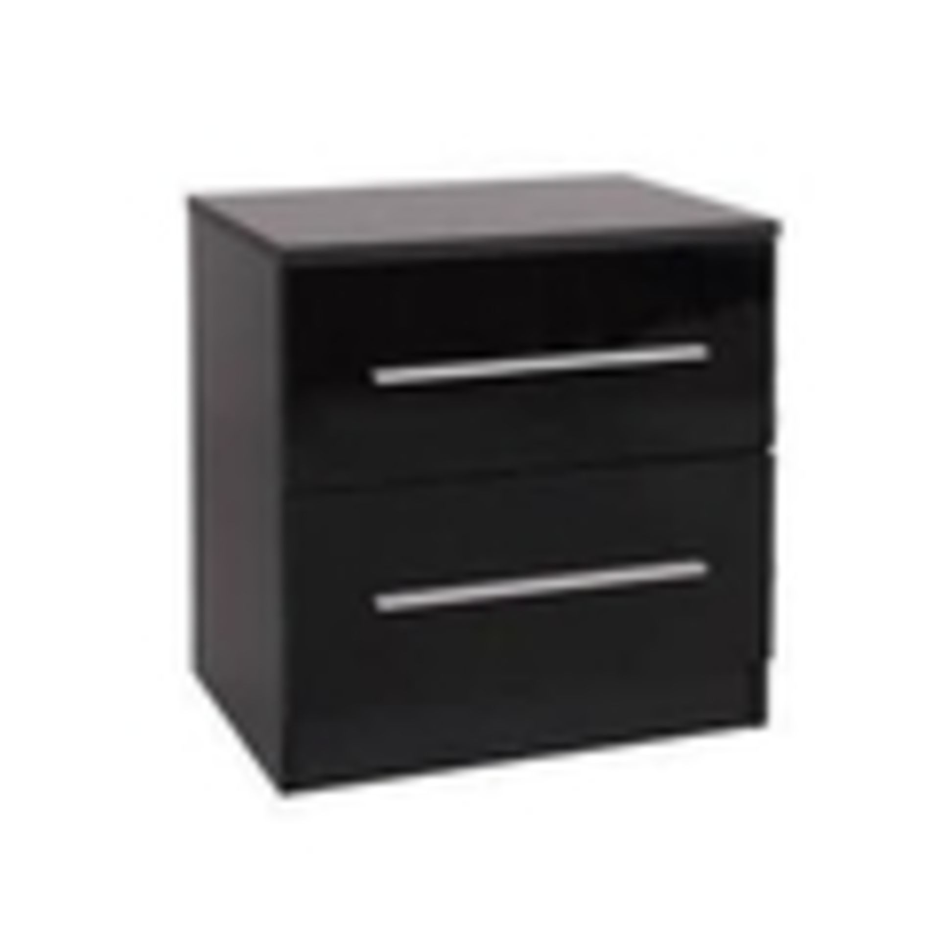 1 BRAND NEW BOXED TORONTO BLACK GLOSS 2 DRAWER BEDSIDE CABINET