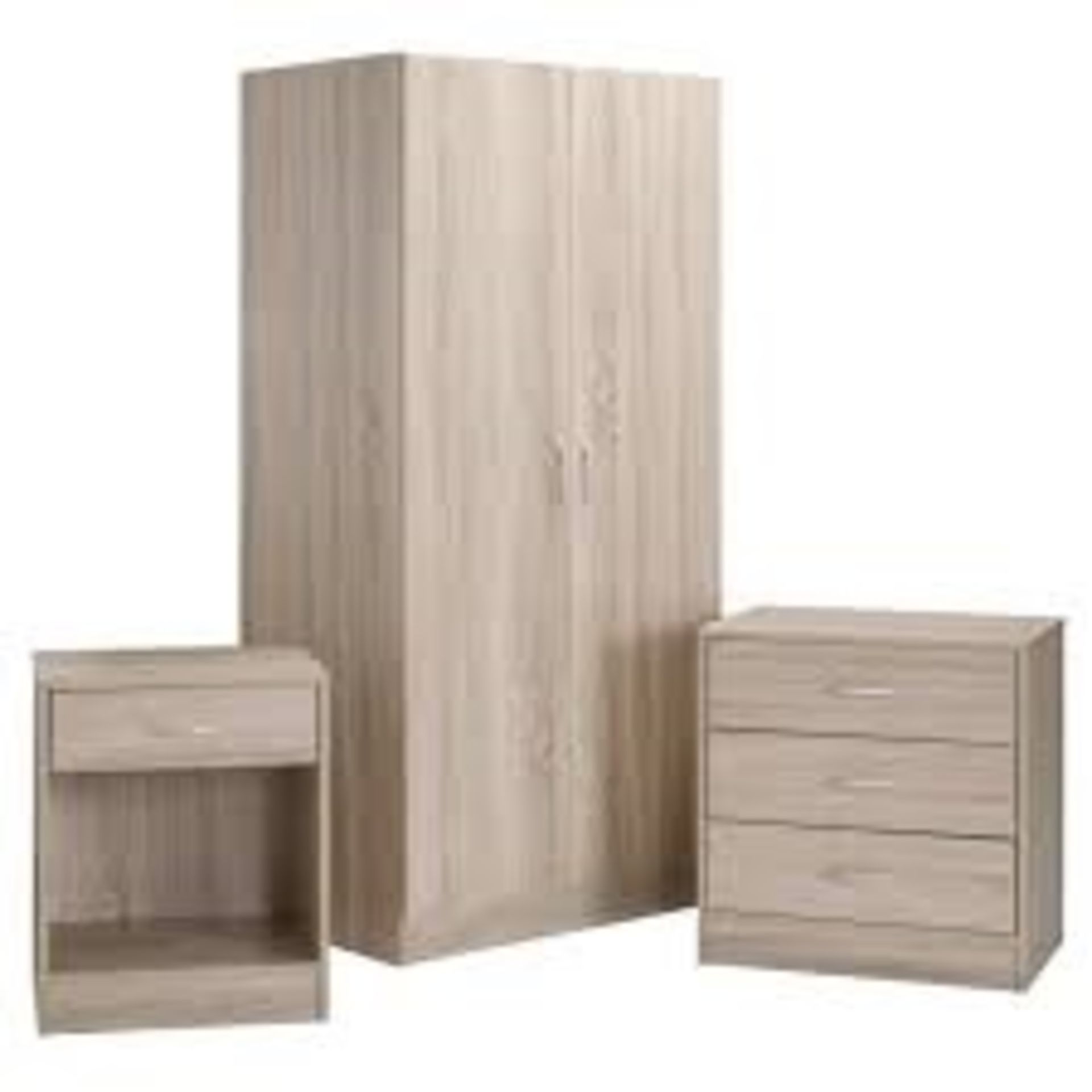 1 BRAND NEW BOXED DELTA OAK BEDROOM FURNITURE SET TO INCLUDE 2 DOOR WARDROBE, 3 DRAWER CHEST AND