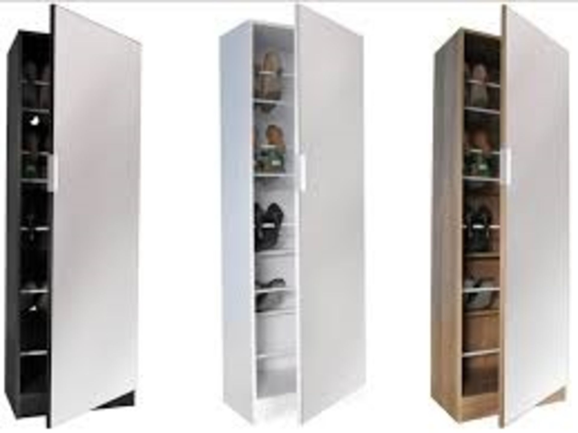 1 BOXED WHITE 180CM MIRRORED SHOE CABINET