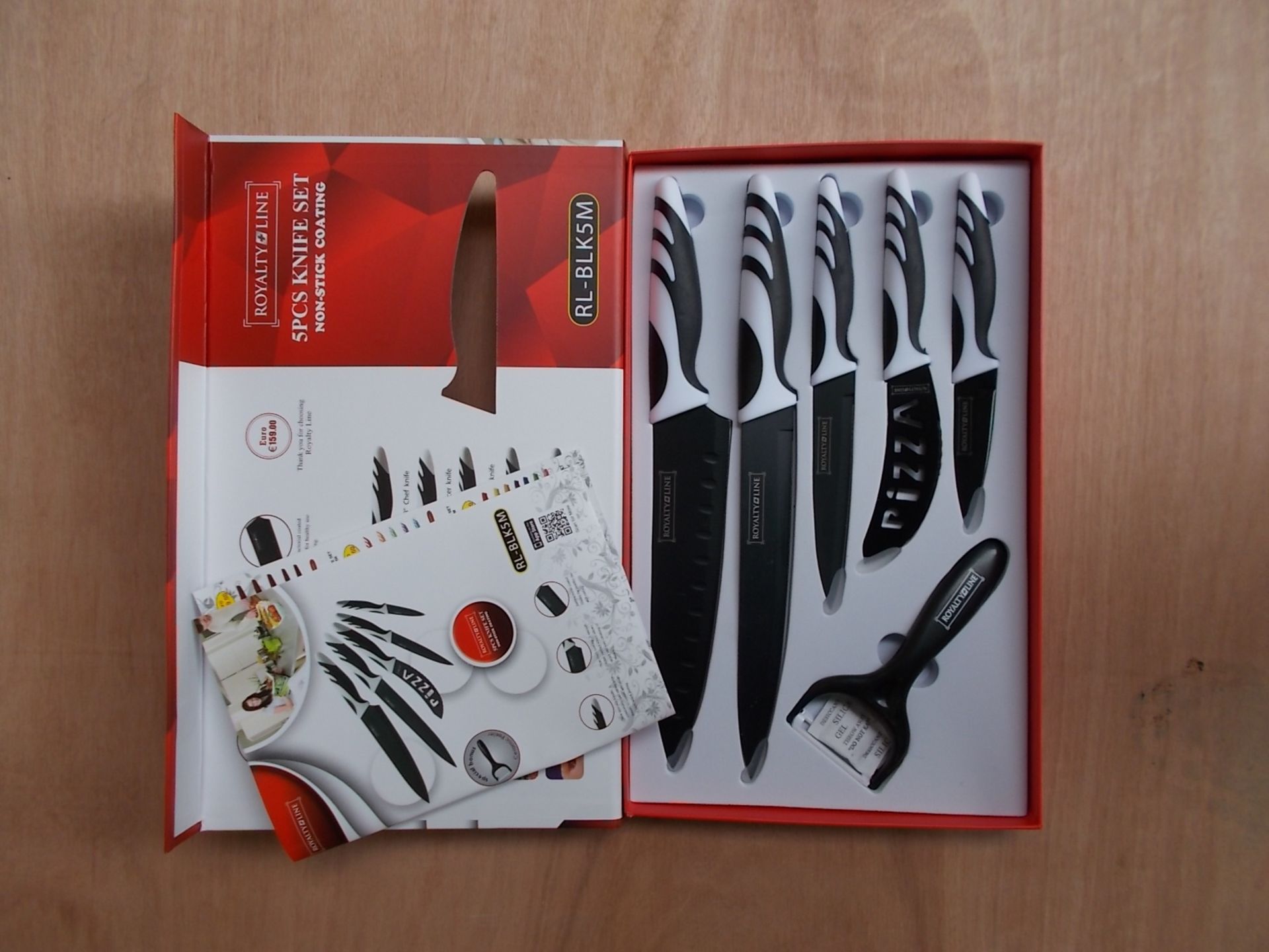 1 BRAND NEW BOXED ROYALTY BLACK 5 PIECE KNIFE SET