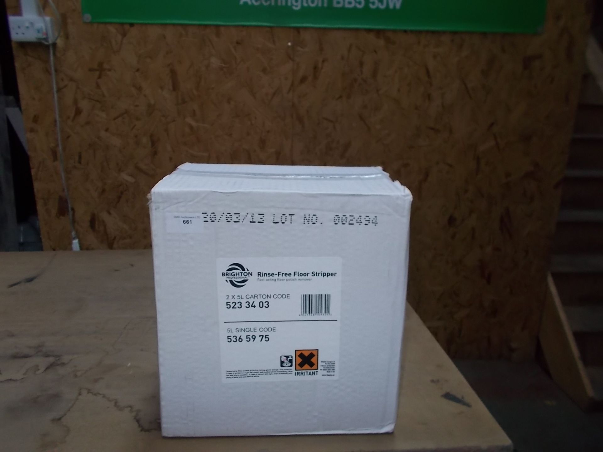 1 BRAND NEW BOX OF 2 X 5LITRE OF BRIGHTON PROFESSIONAL RINSE-FREE FLOOR STRIPPER (NO VAT)
