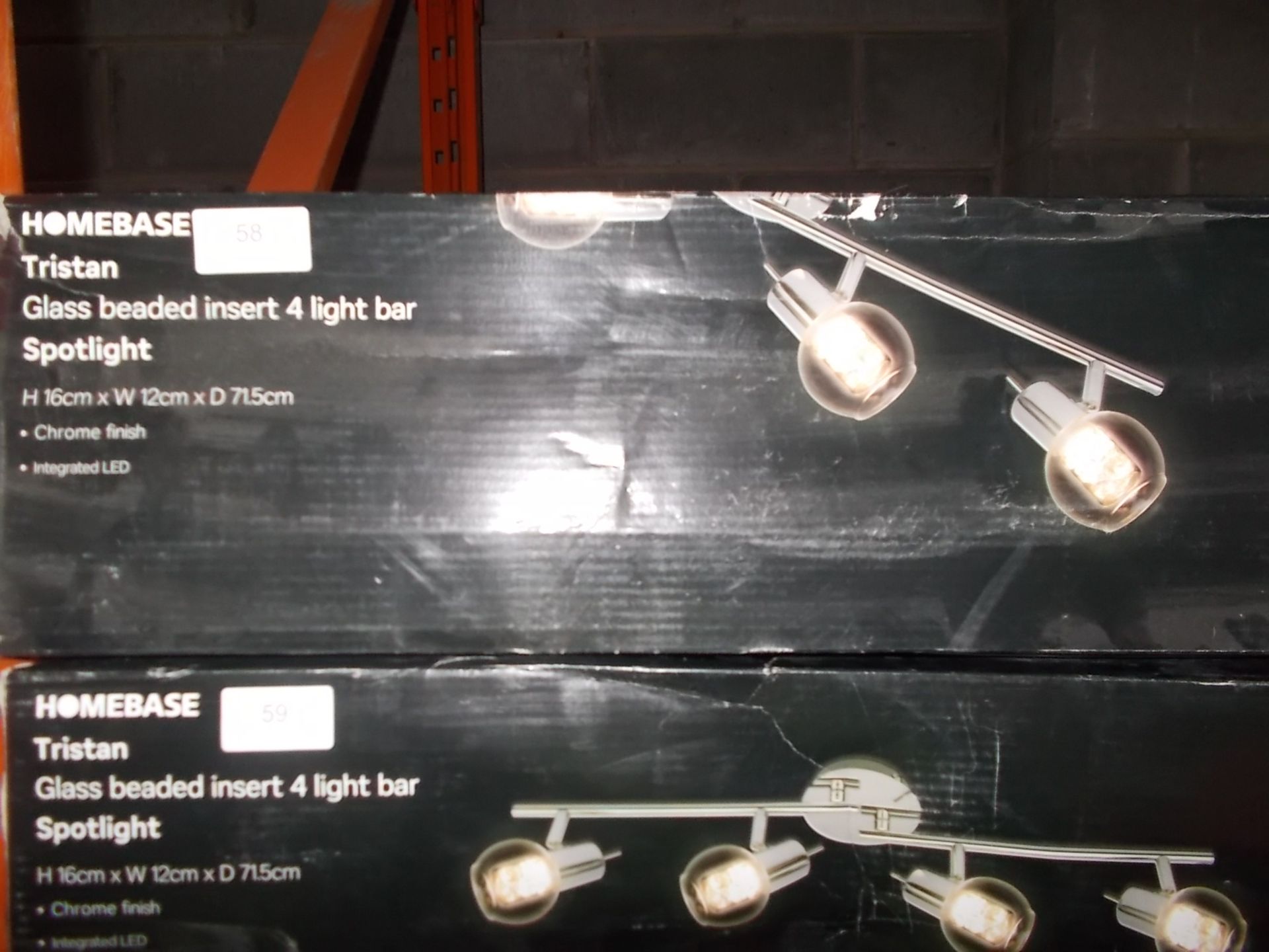 1 BOXED TRISTAN GLASS BEADED INSERT 4 LIGHT BAR SPOTLIGHT