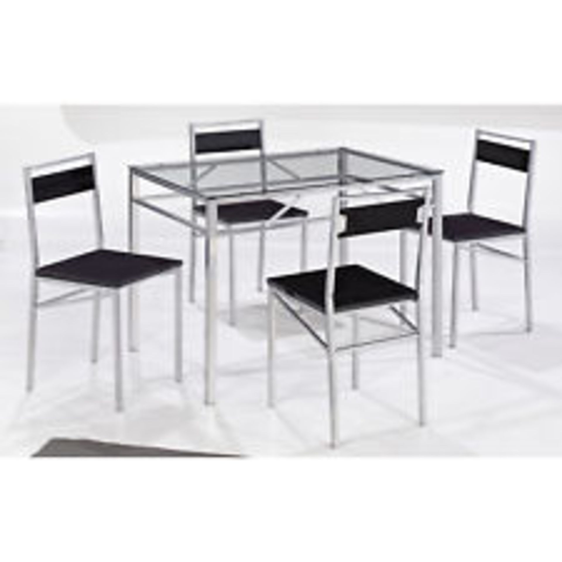 1 BRAND NEW BOXED TOKYO 5 PIECE BLACK AND SILVER DINING SET