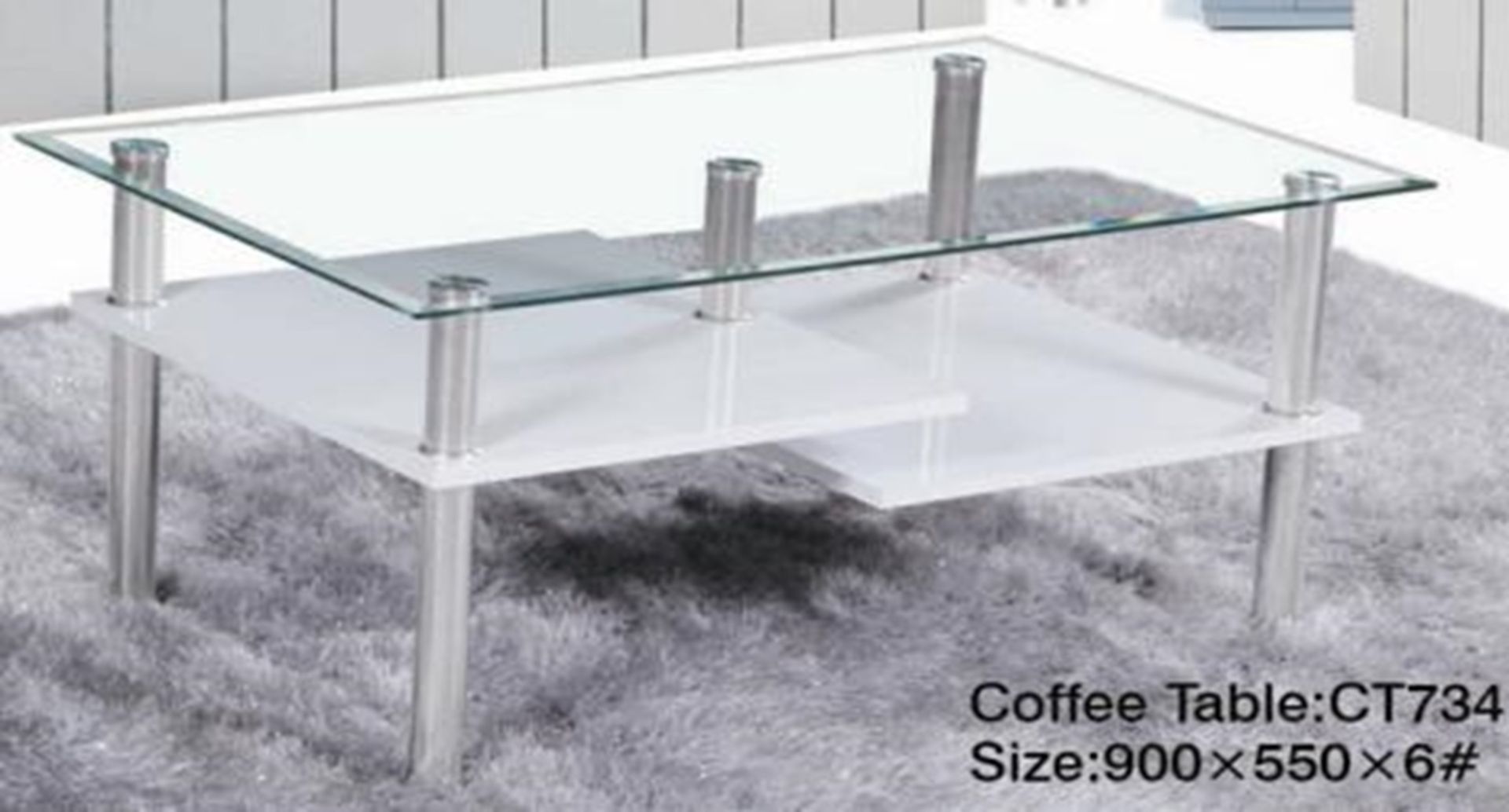 1 BRAND NEW BOXED HOMESTUFF PLUS RECTANGULAR CLEAR GLASS AND BLACK 3 TIER COFFEE TABLE CT734