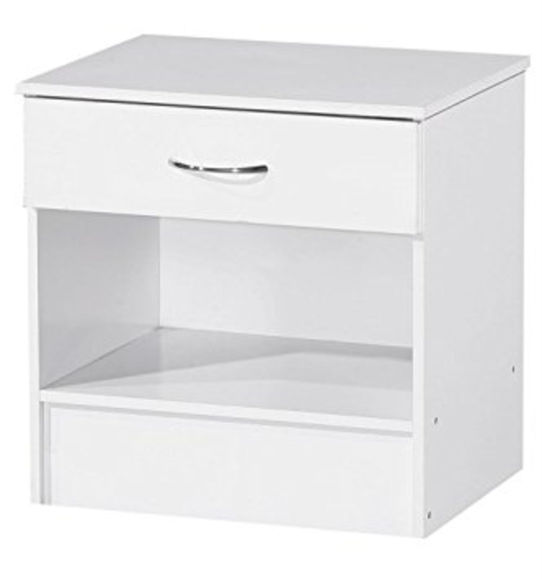1 BRAND NEW BOXED ALPHA WHITE BEDSIDE CABINET