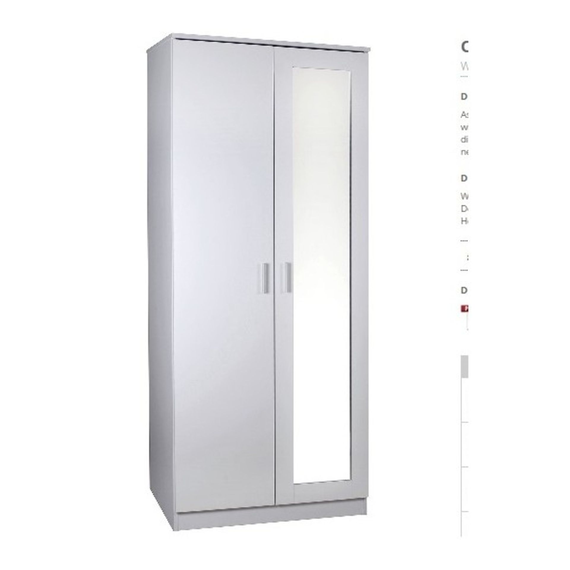 1 BOXED OTTOWA WHITE MIRRORED WARDROBE