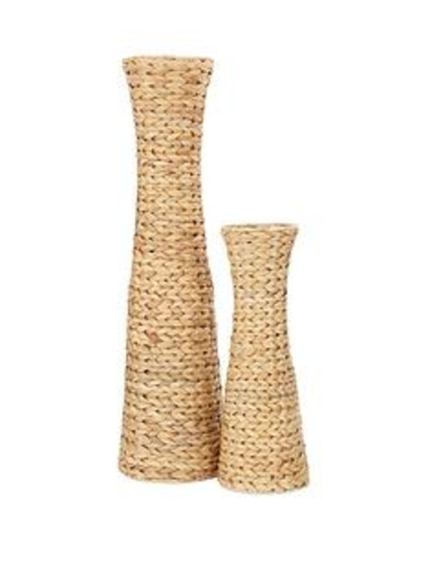 1 BRAND NEW BOXED SET OF 2 NATURAL WICKER VASES RR