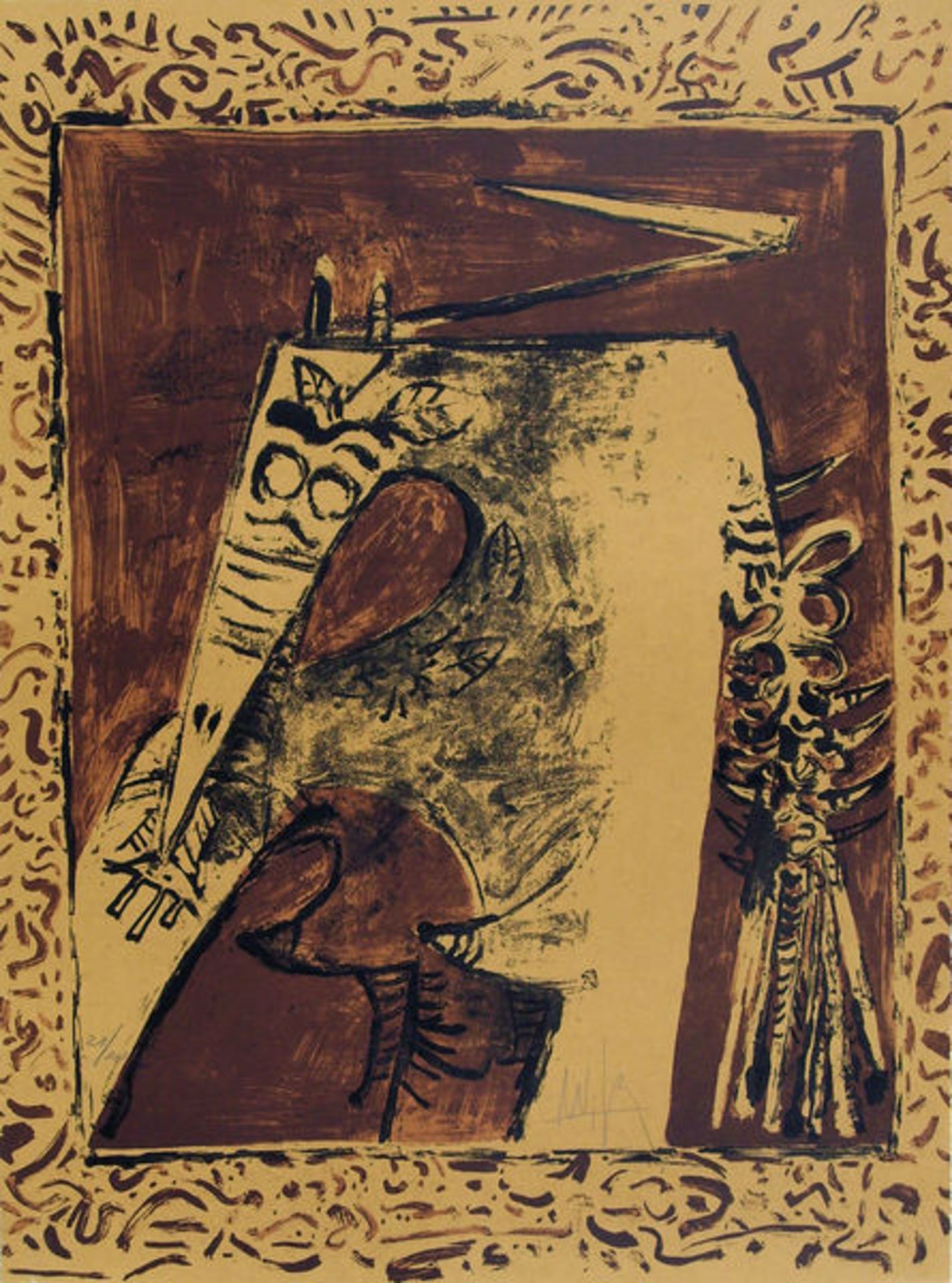 Lam, Wifredo Farblithographie auf Bütten, 76,2 x 56,5 cm Figure verte (1975) Tonneau-Ryckelynck