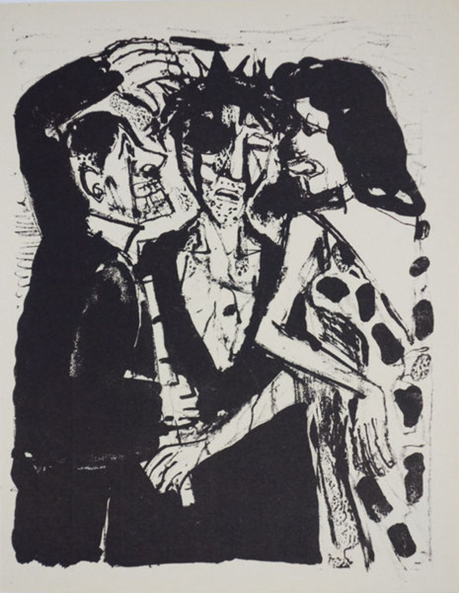 Dix, Otto 2 Blatt Lithographien auf Papier Die Verspottung (1960) / Frauenkopf im Profil (1966)