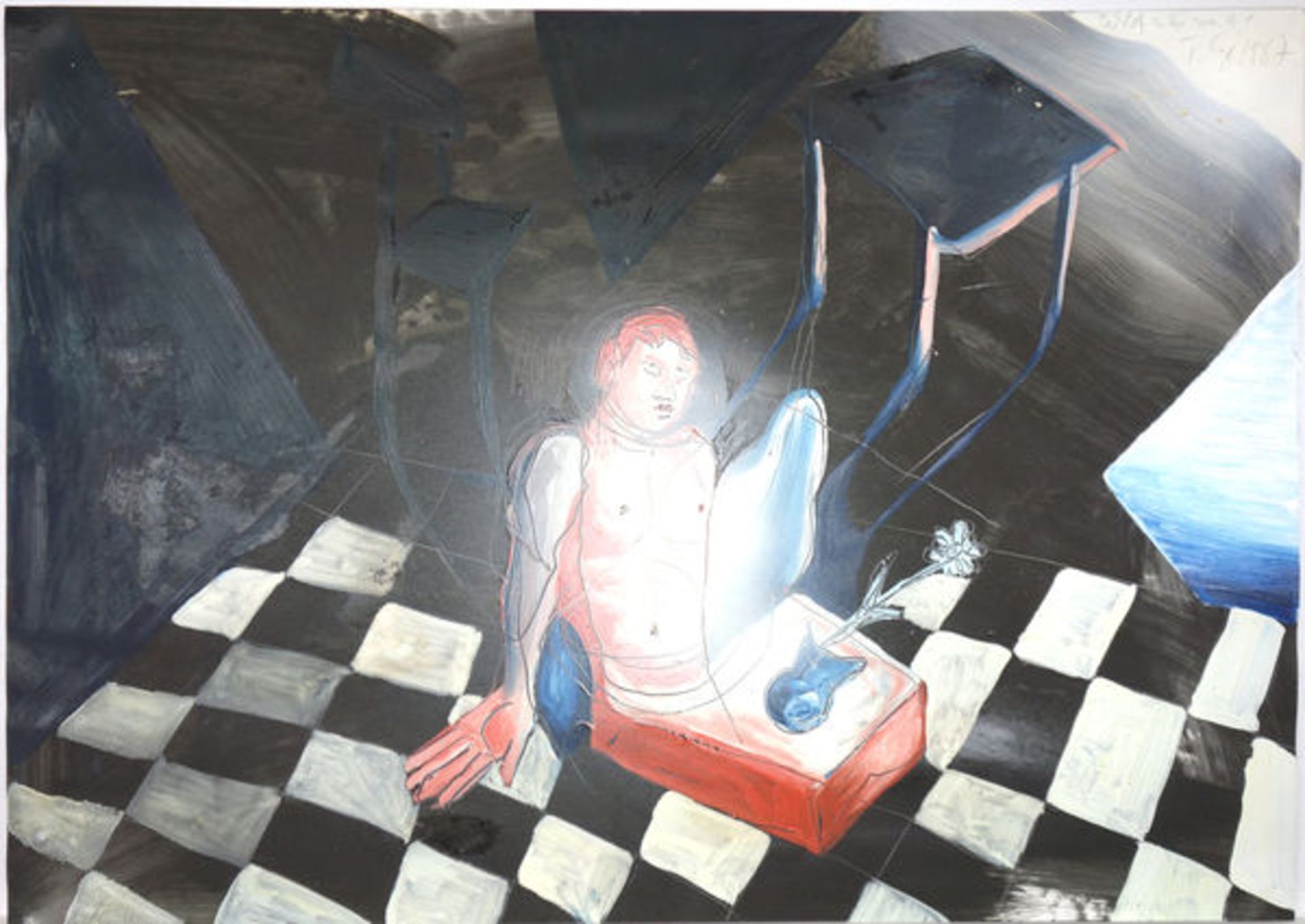 Lange, Thomas Öl, Gouache, Bleistift , schwarze Tusche und Deckweiß auf Papier, 61 x 86 cm