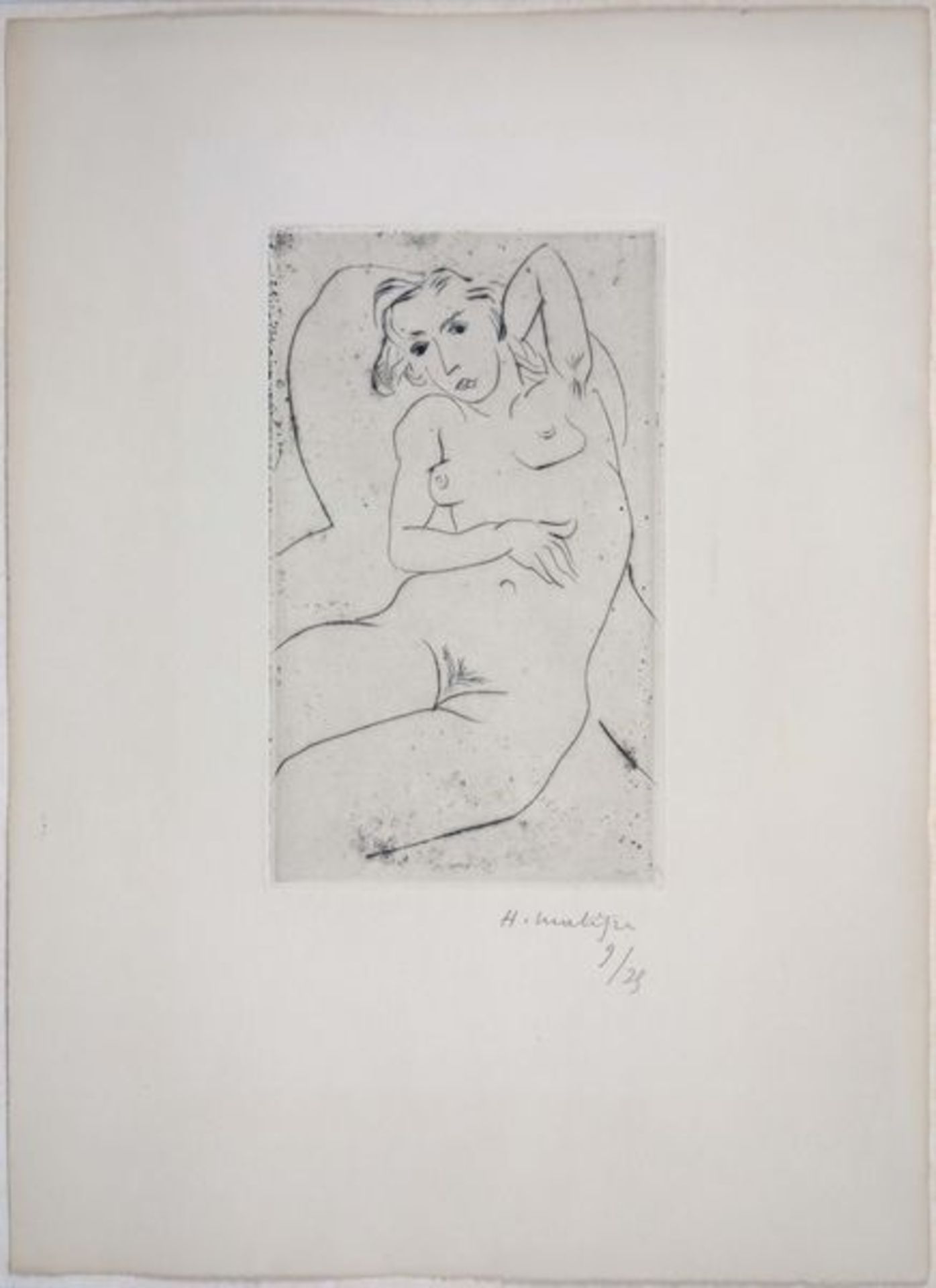 Matisse, Henri Kaltnadelradierung auf Vélin, 20 x 12 cm Nu assis - les yeux noirs (1926) Duthuit 97.