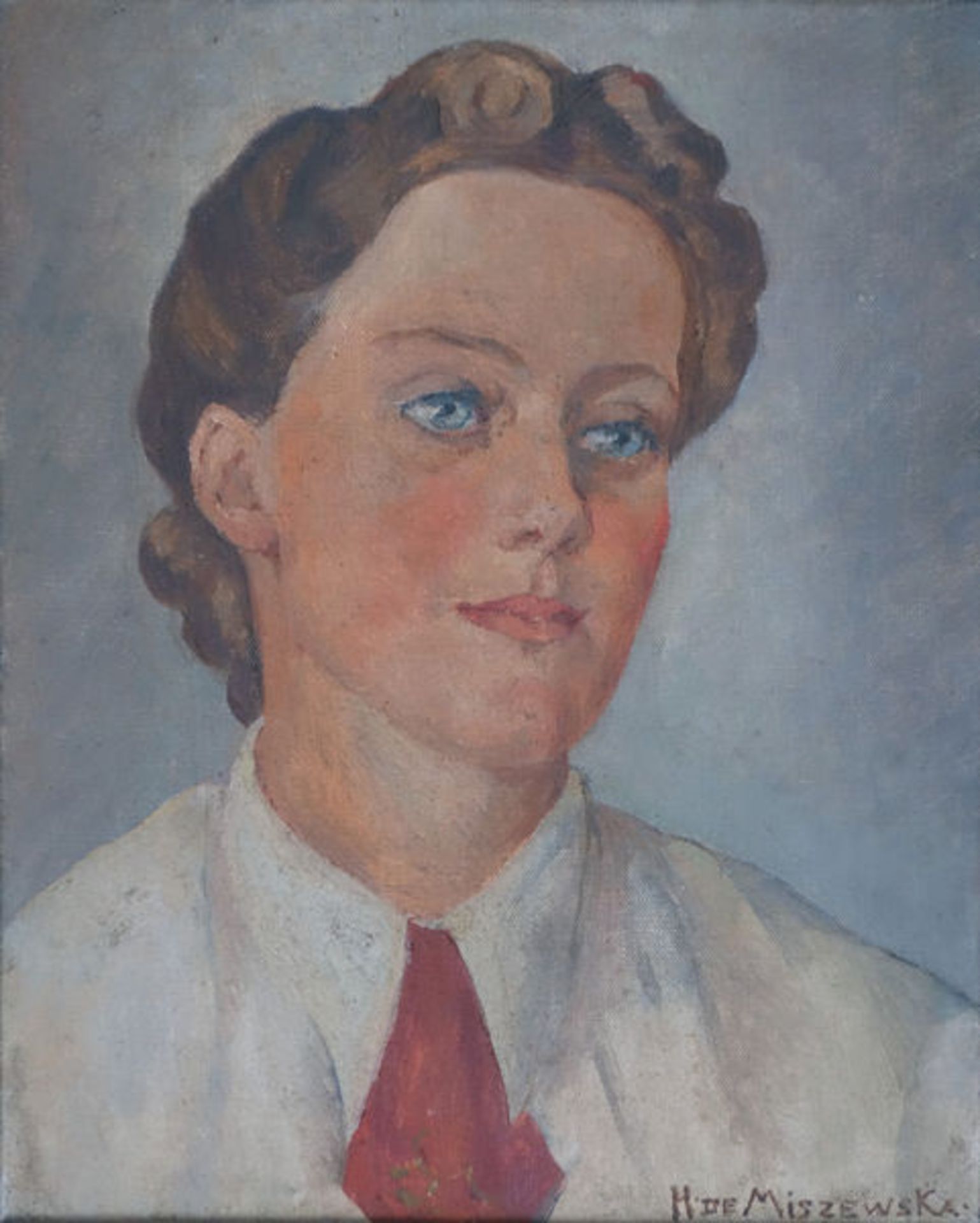 Miszewska, Hélène de Öl auf Leinwand, 39,7 x 31,8 cm Portrait Helga van Rossum Signiert. Verso auf