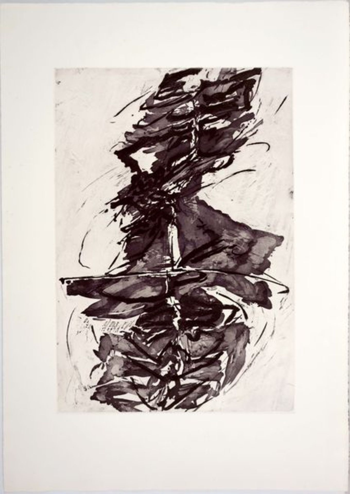 Trier, Hann Radierung von einer Platte in rötlichem Schwarz auf Bütten, 53,7 x 36,8 cm Achse (