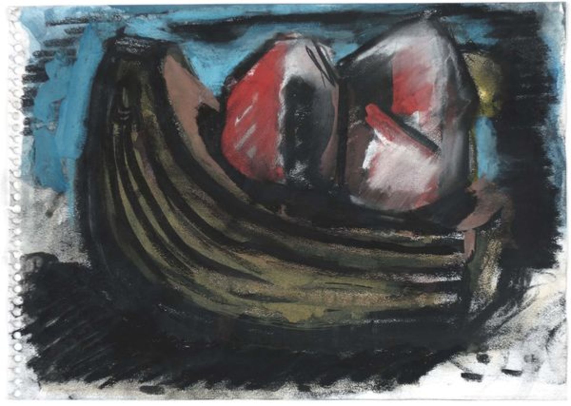 Chevalier, Peter Pastell und Gouache auf Zeichenblockpapier, 17 x 23,8 cm Ohne Titel (1983) Verso