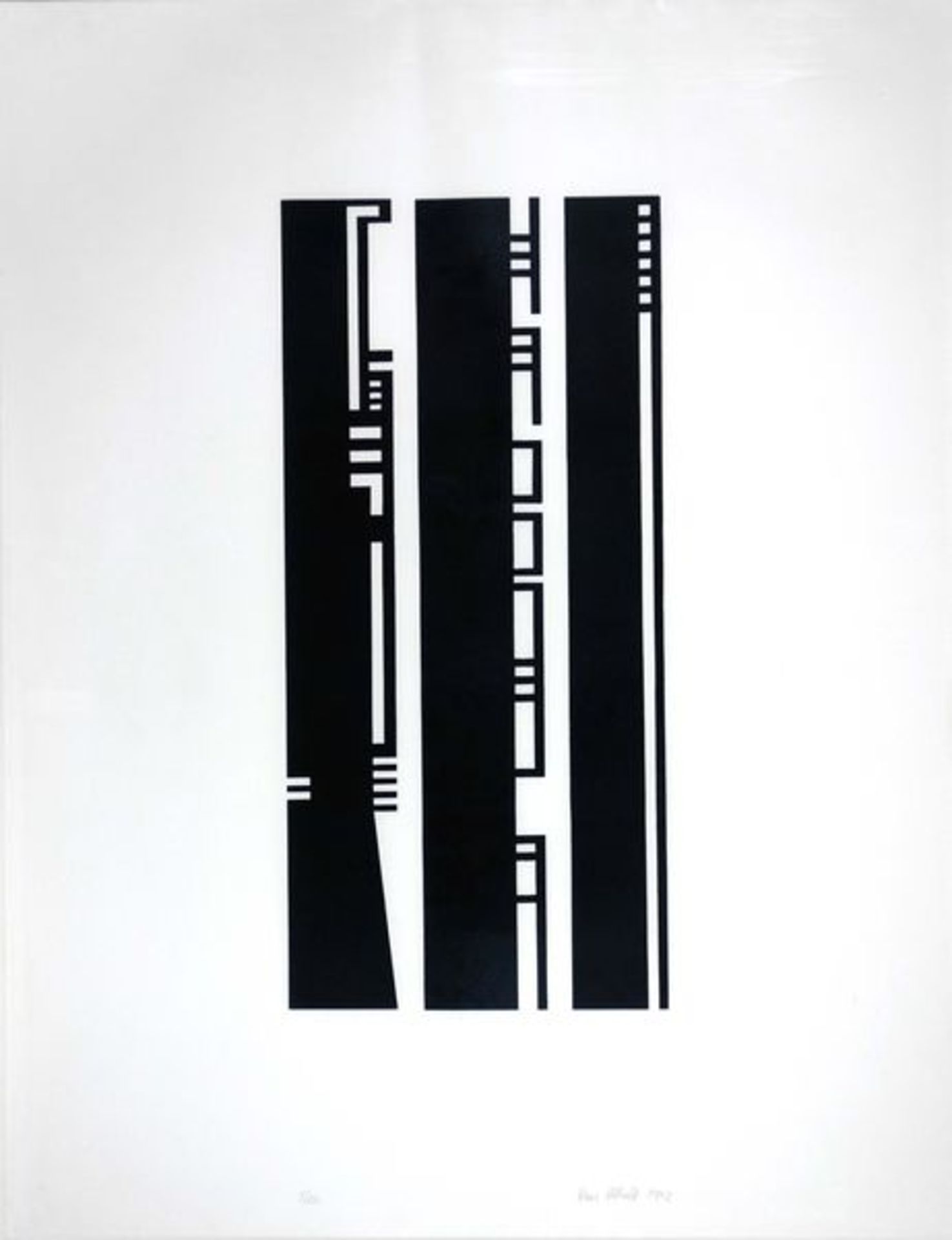 Albrecht, Hans Linolschnitt in Schwarz auf Bütten, 42,1 x 19,7 cm Ohne Titel (1992) Signiert und