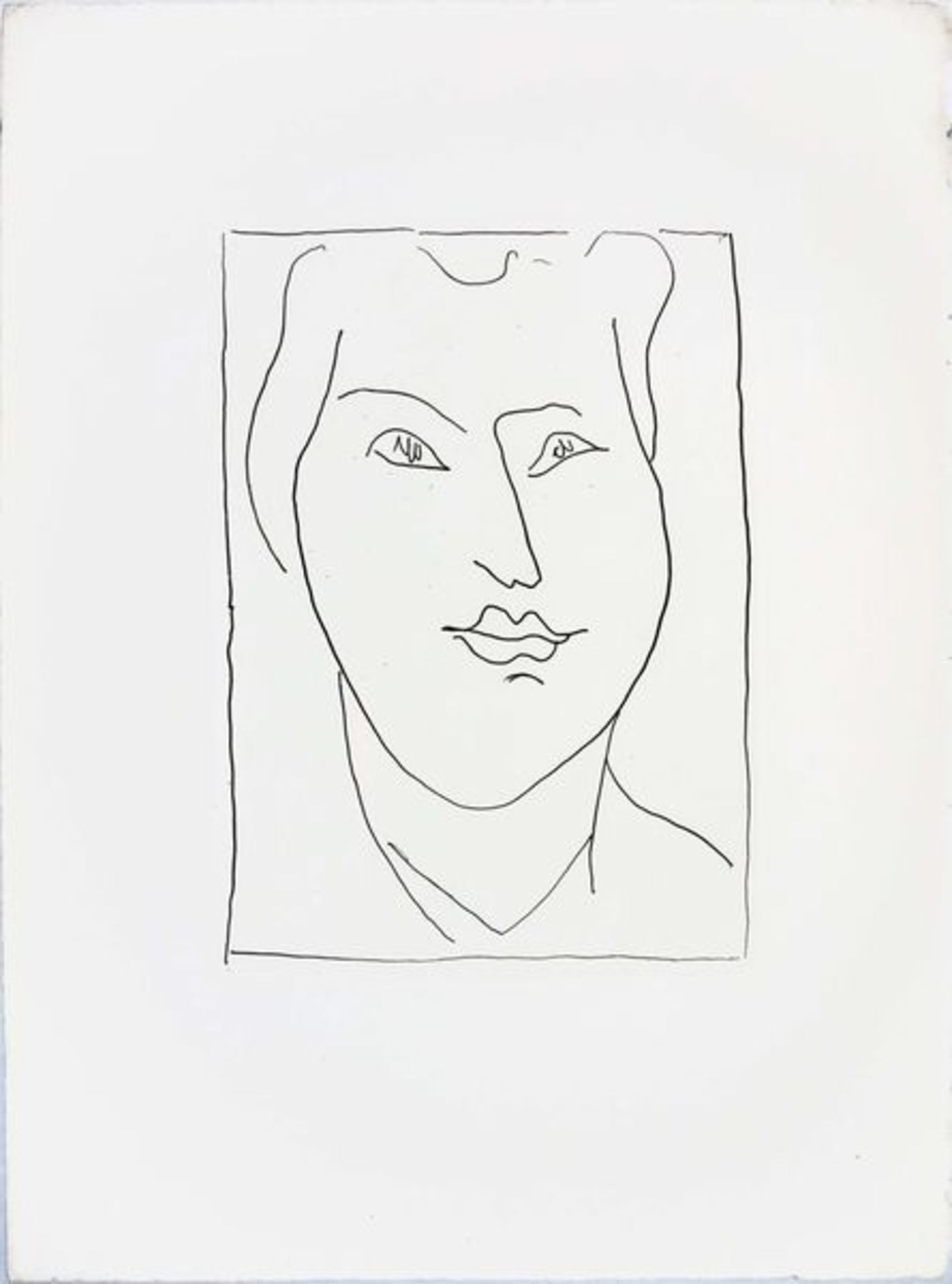 Matisse, Henri Radierung auf Bütten, 22,5 x 16,2 cm Visage de face (1948) Duthuit 314. Probedruck,