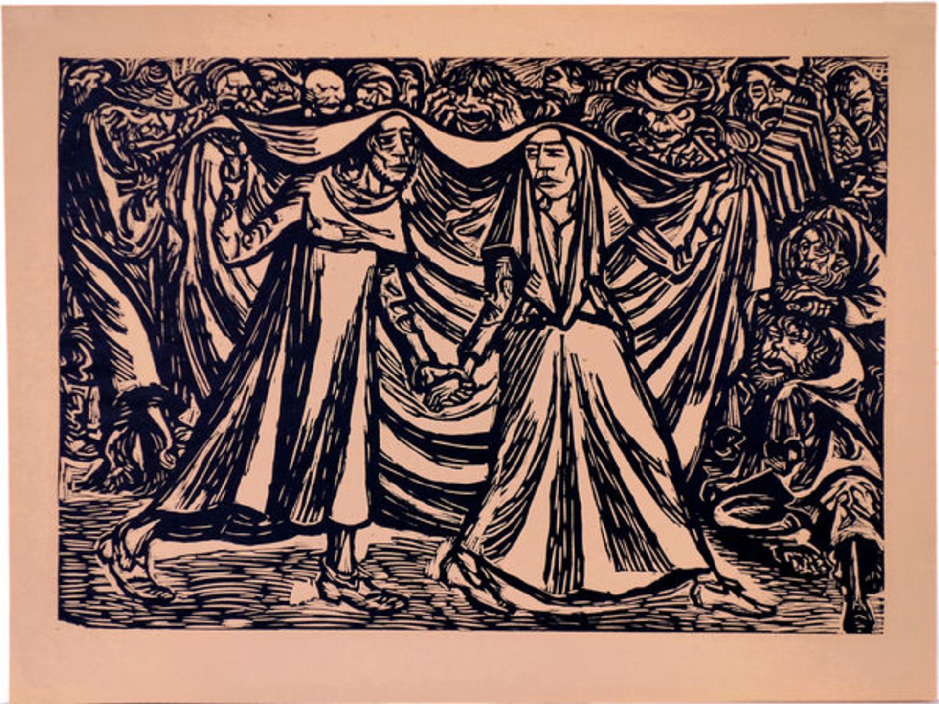 Barlach, Ernst Holzschnitt auf hellbraunem Papier, 25,2 x 36,2 cm Totentanz II (1922) Siehe Schult