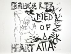 Verdult, Dick Farbserigraphie auf Papier, 46,7 x 46,5 cm Bruce Lee died of a Heart Attack Signiert