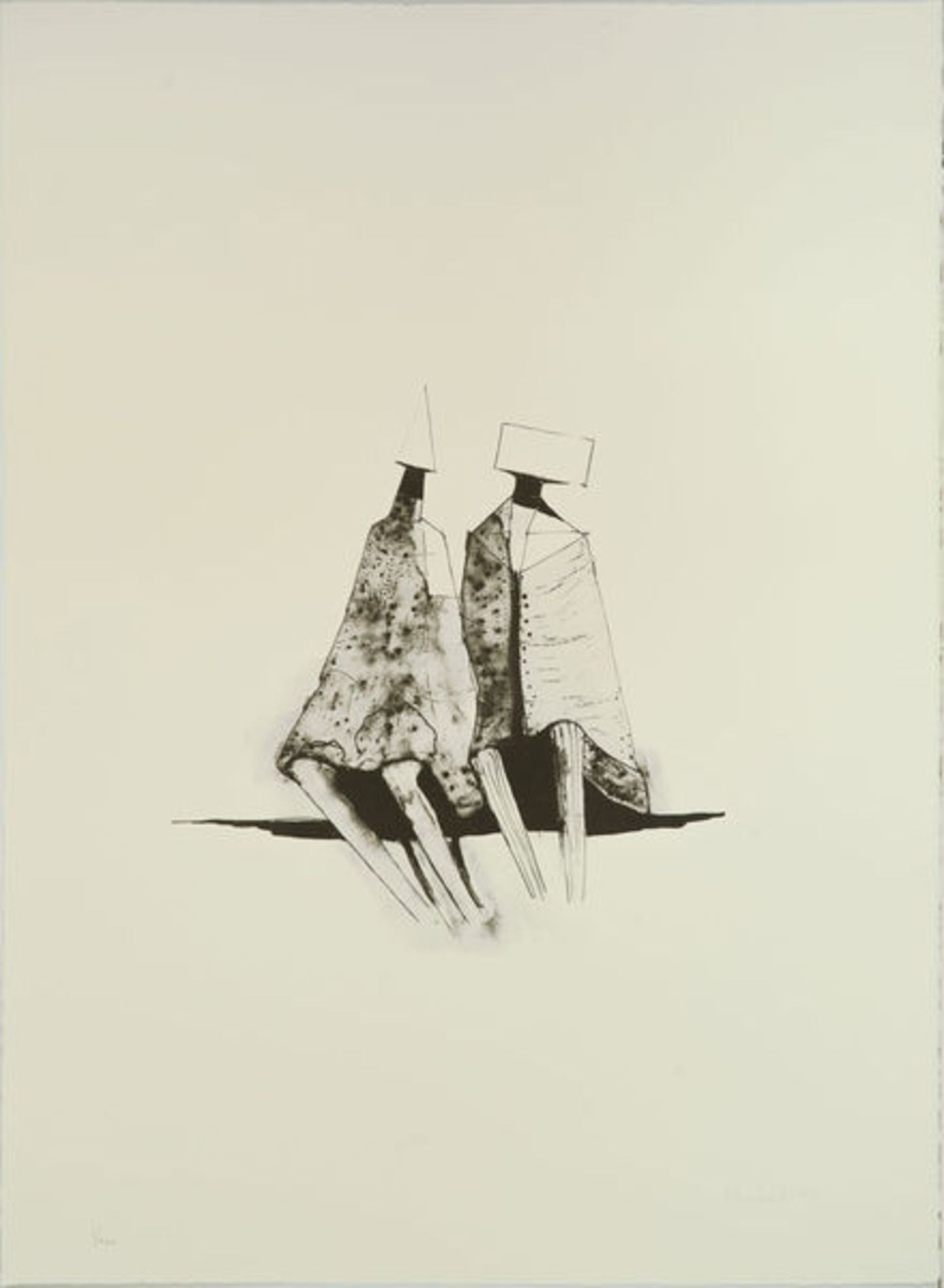 Chadwick, Lynn Russell Lithographie auf BFK Rives Bütten, 34,8 x 33,5 cm Zwei sitzende Figuren (