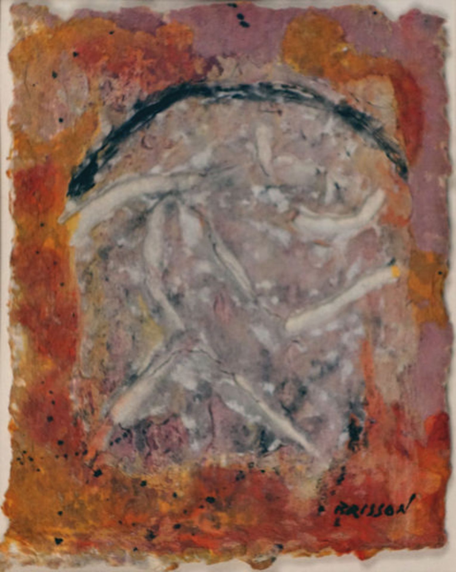 Brisson, Pierre-Marie Gouache auf handgeschöpftem Papier, 17 x 13,2 cm Ohne Titel (1986) Signiert.