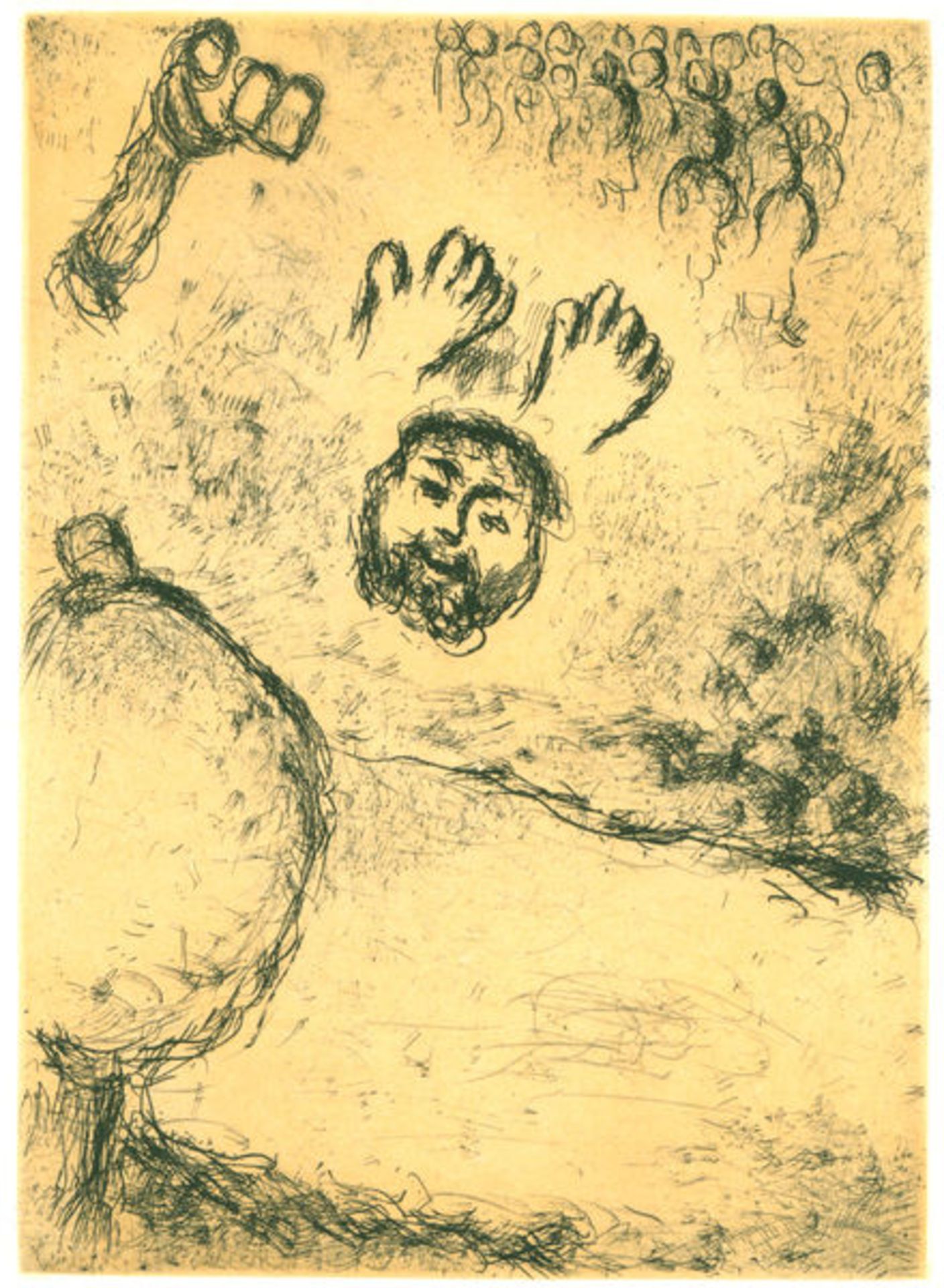 Chagall, Marc Radierung in Schwarz auf beigefarbenem Bütten, 20,9 x 14,6 cm Blatt aus: "Psaumes de