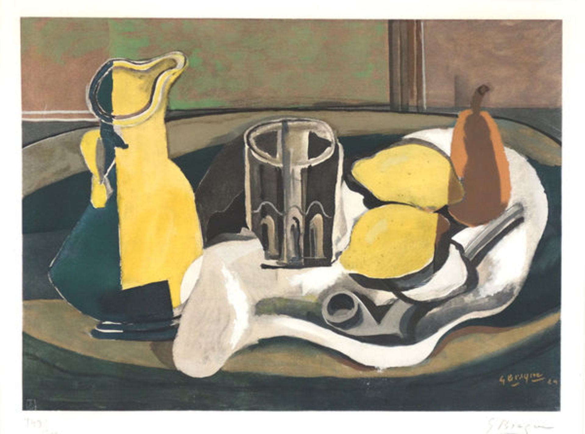 Braque, Georges Lichtdruck und Pochoir auf Papier, 33,3 x 45,6 cm Nature morte aux citrons (1960)