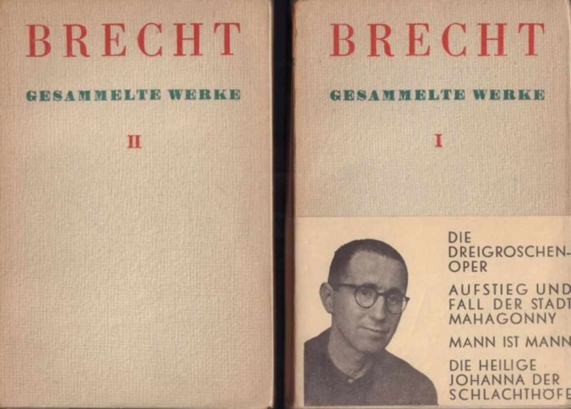 Bertolt Brecht. Gesammelte Werke. 2 Bände. London, Malik 1938. 8°. I: 355 S.; II: 396 S., 2 Bl. - Image 2 of 2
