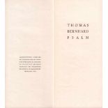 Thomas Bernhard. Psalm. Klagenfurt, Kleinmayr 1960. 4°, 28 x 100 cm (Leporelloform). 8 S. Eins von