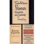 Theodor W. Adorno - Konvolut. 3 Erstausgaben. 1. Minima Moralia. Reflexionen aus dem beschädigten